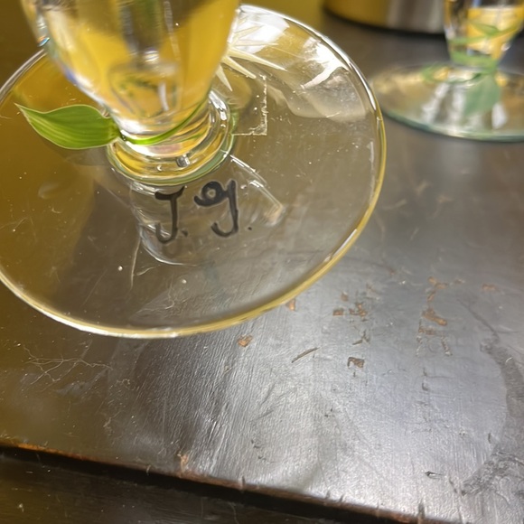 Set of 4 hand painted Crystal China Royal Danube Pedal-stool glasses flowers - Picture 6 of 8